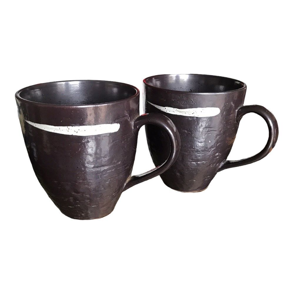 Joseph Abboud Solaris #5022601 Stoneware‎ Coffee MUG 15 oz Set of 2 Dark Brown